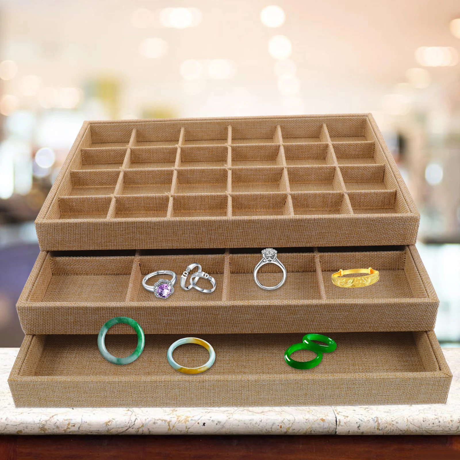 

3pcs Tray Storage Box Wood Large Capacity Necklace Holder ganizer Jewelry Box ganizer For Home Use Display Case