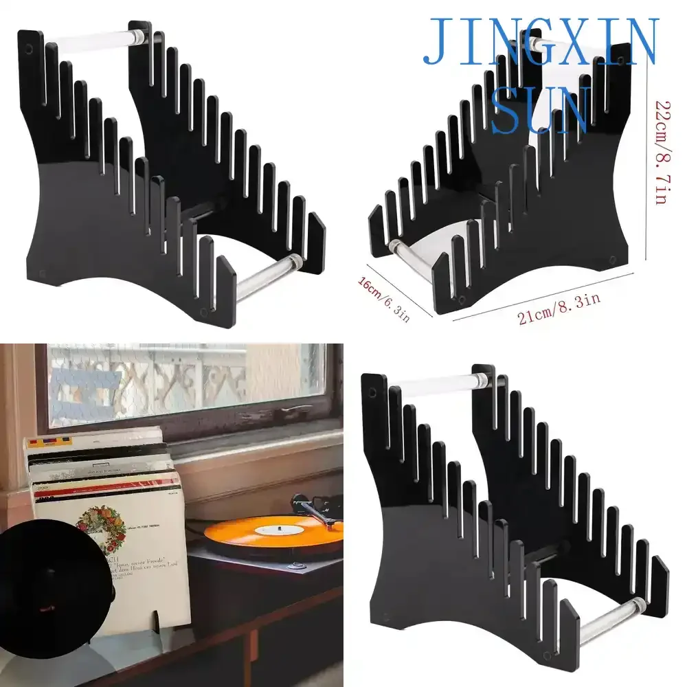 Acrylic Record Rack for Desktop Book CD Display Stand Holder for Vinyl Records LPs CDs DVDs Books Office Home Organization
