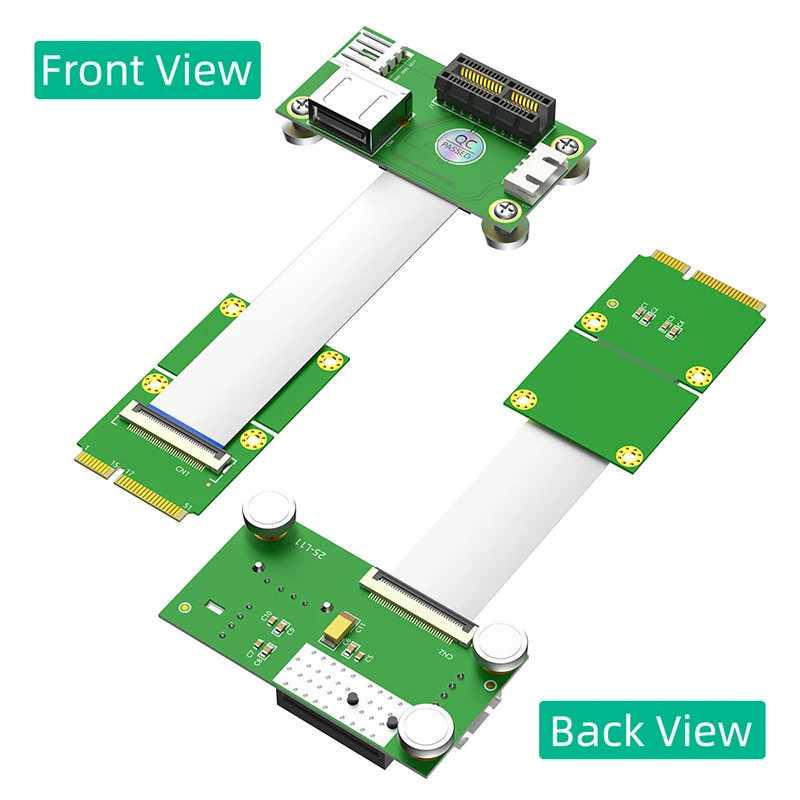 Add On Cards Mini PCI-E to PCI Express 1X Adapter Riser Extension Cord Mini PCIE to PCIE X1 USB 2.0 Card Extender with FFC Cable