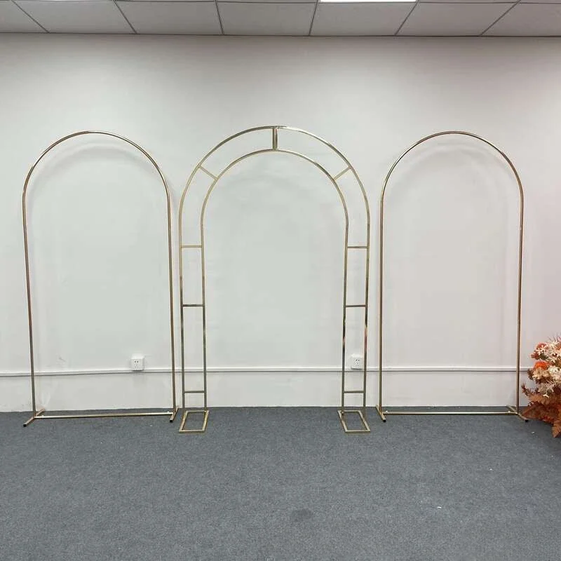 

New Wedding Props Gilded Arch Stage Background Screen Ornament Decoration Wedding Wrought Iron Flower Stand Gold