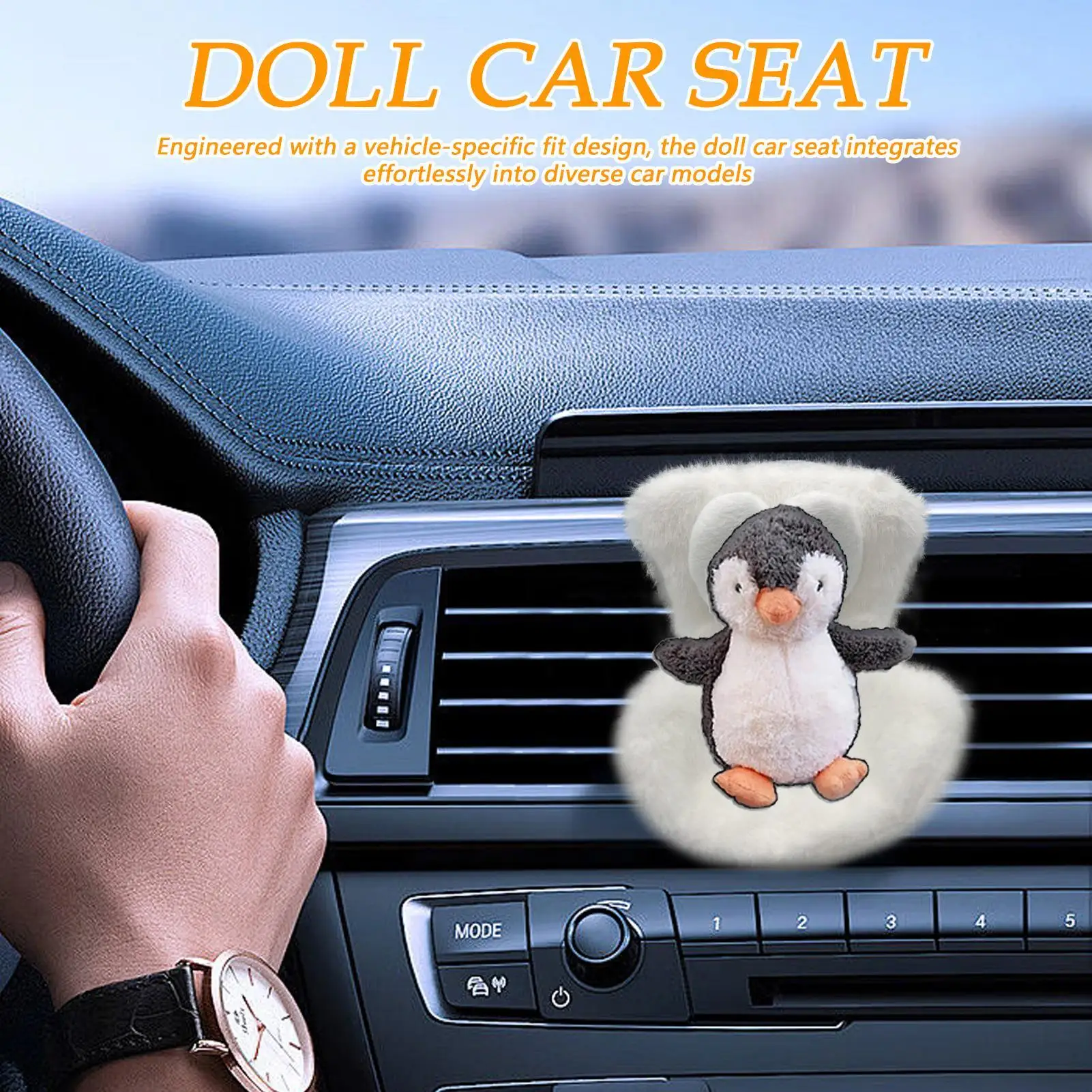 

Baby Doll Car Seat Carrier Cute Big Eyes Design Plush Chair Cushion Toy Car Seat for Kids Children Toddler Play Air Vent Display