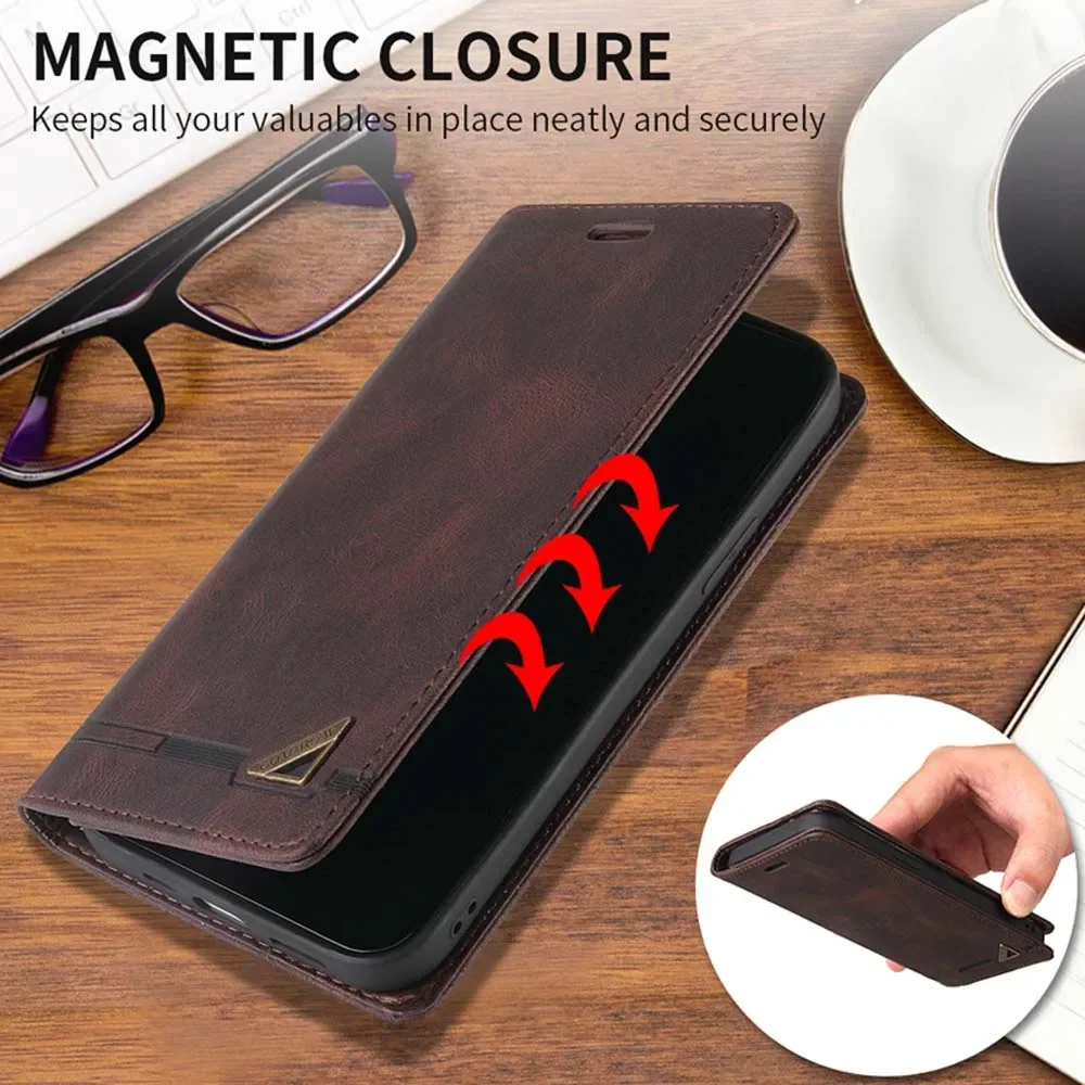 Wallet Anti-theft Leather Case For iPhone 16 15 Pro Max 14 13 12 Mini 11 Pro X XR XS Max 8 7 Plus Phone Book Bag Flip Cover N86R