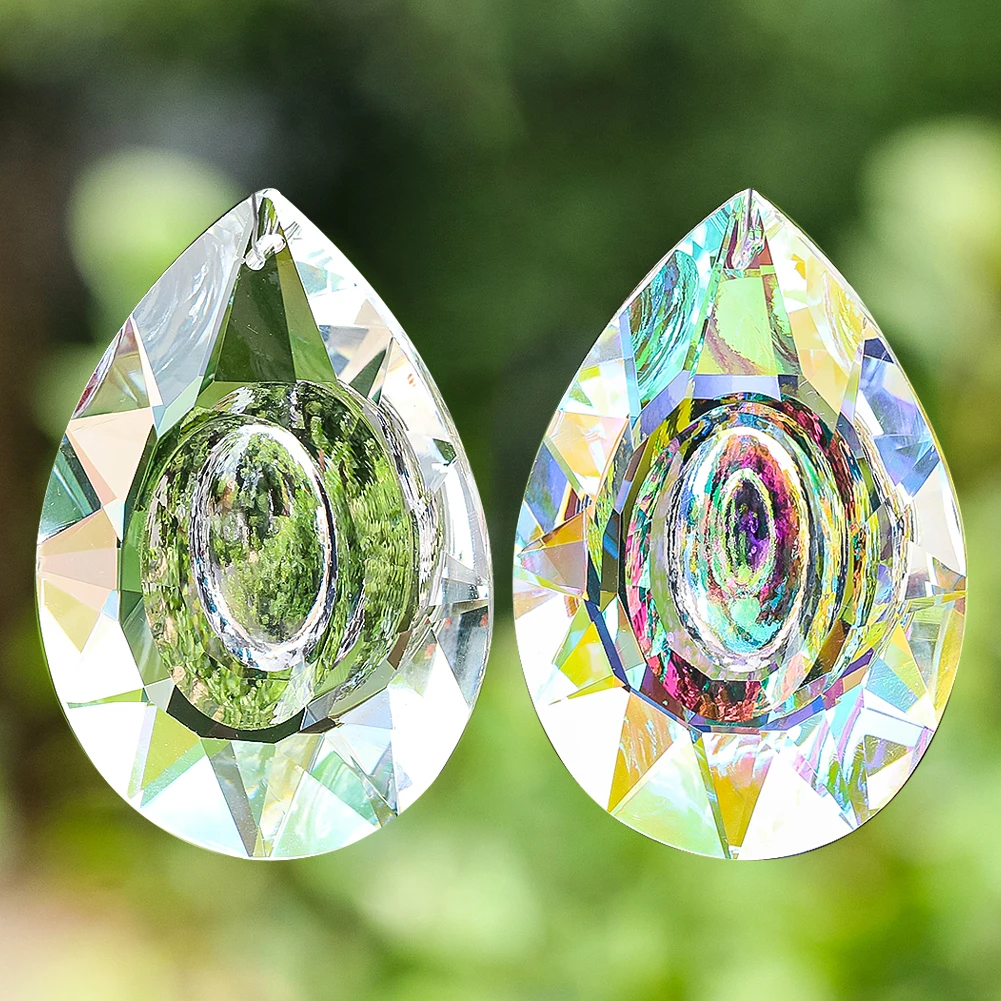 

1PC 75MM Clear AB Color Laser Teardrops Faceted Prism Dragon Eye Glass Crystal Pendant Aurora Sun Catcher Chandelier Dangle Part