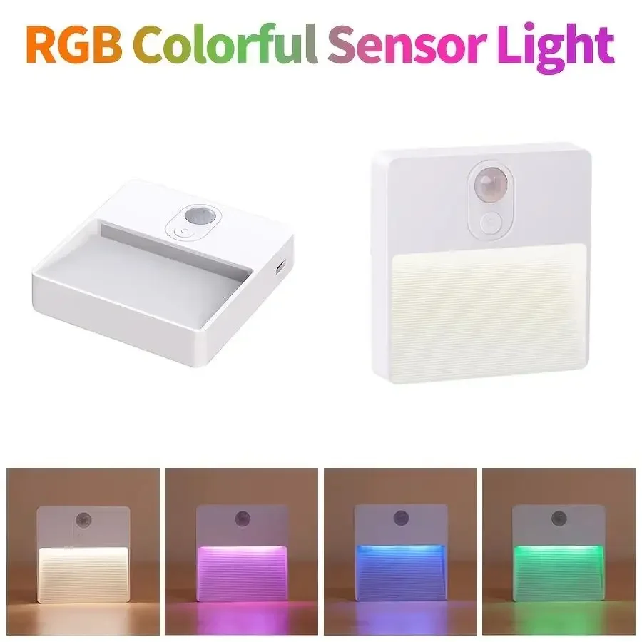 

Motion Sensor Night Light RGB Rechargeable Under Cabinet Light Wireless Magnetic Wall Lamp for Kitchen Bedroom Hallways Stairs