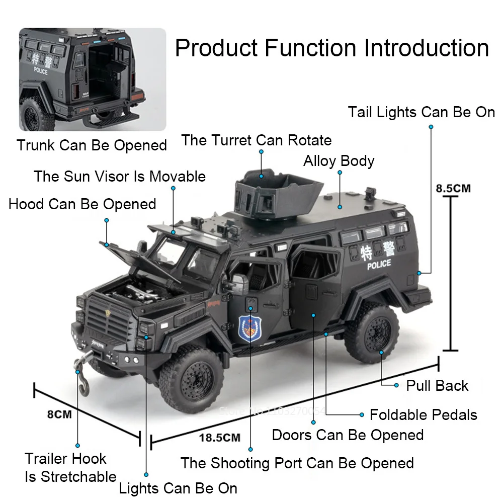 รถโมเดลไดแคสต์โลหะผสมตงเฟิง เมิ่งชิ ซับเบอร์ทูธ รถออฟโรด ของเล่นเด็ก มีเสียง มีไฟ ดึงหลังเดินหน้าได้ ประตูเปิดได้ ของขวัญสำหรับเพื่อน
