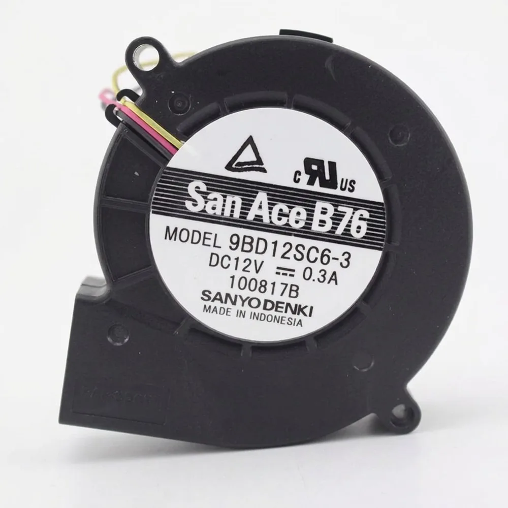 For SANYO 9BD12SC6-3 7020 DC12V 0.3A 7CM 3-Wire Turbo Cooling Fan