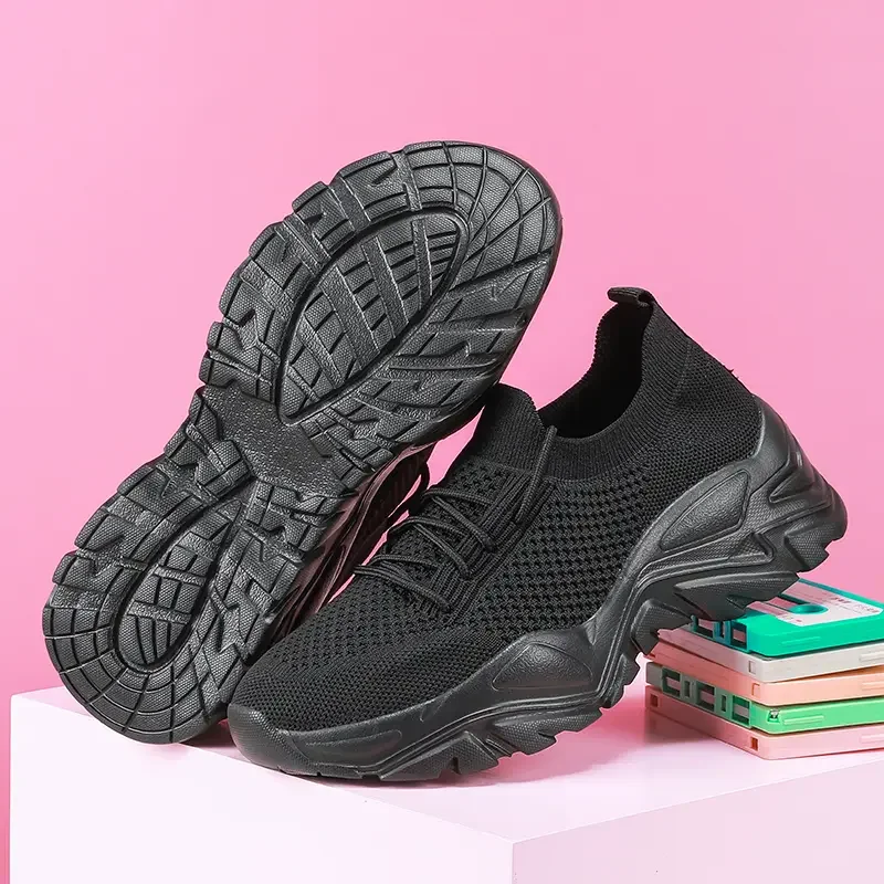 New Women Platform Sneakers Breathable Mesh Female Cozy Knit Sports Shoes Slip-on Fashion Ladies Tennis Shoes High Quality image 3