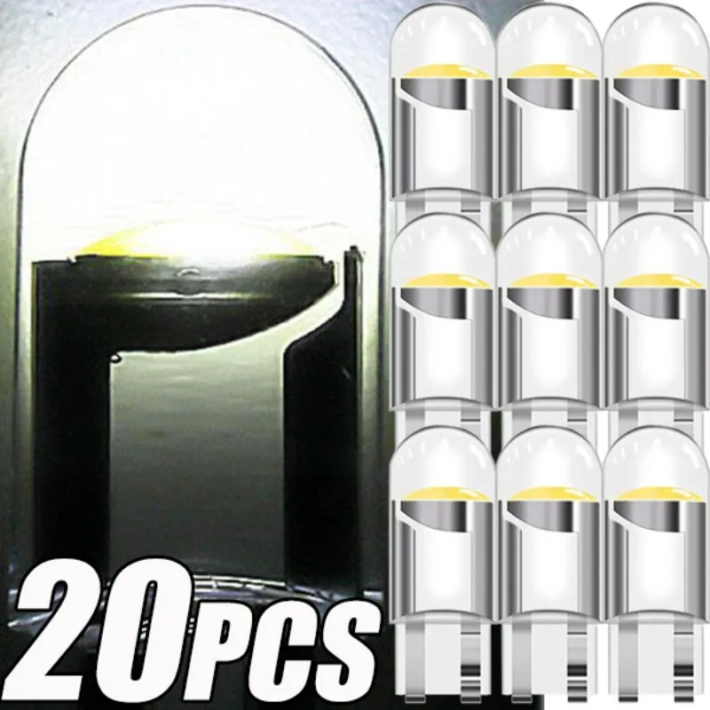 

Car LED T10 W5W Canbus Glass COB 6000k Reading Dome Lamp Marker Wedge License PlateLight Bulb 168 194 192 DC 12V White Lights