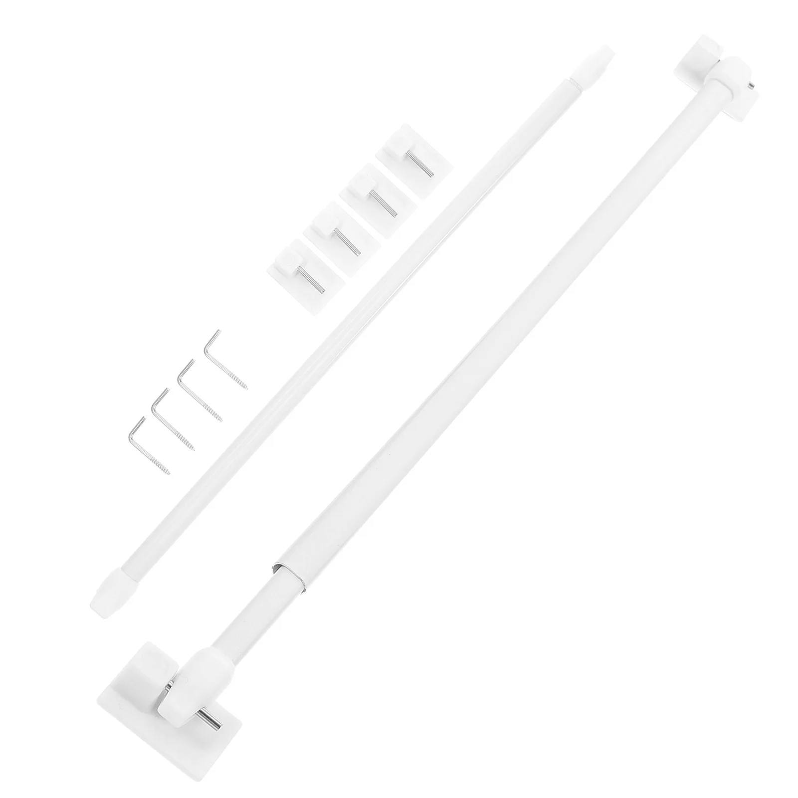 2 Pcs Telescopic Rod 30-45CM Adhesive Hooks Retractable Plastic Curtain Rods No Drilling Extendable Home Bath Window Pole Shower