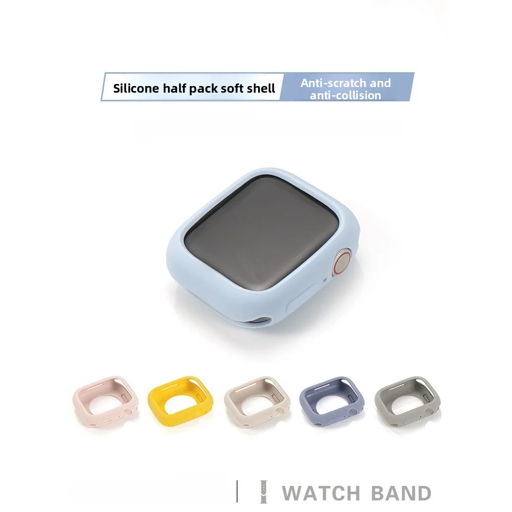 Compatible with Watch Series 11 9 10 Ultra Soft Silicone Half Case Lightweight Anti-Scratch Bumper 40/41/44/45/49mm