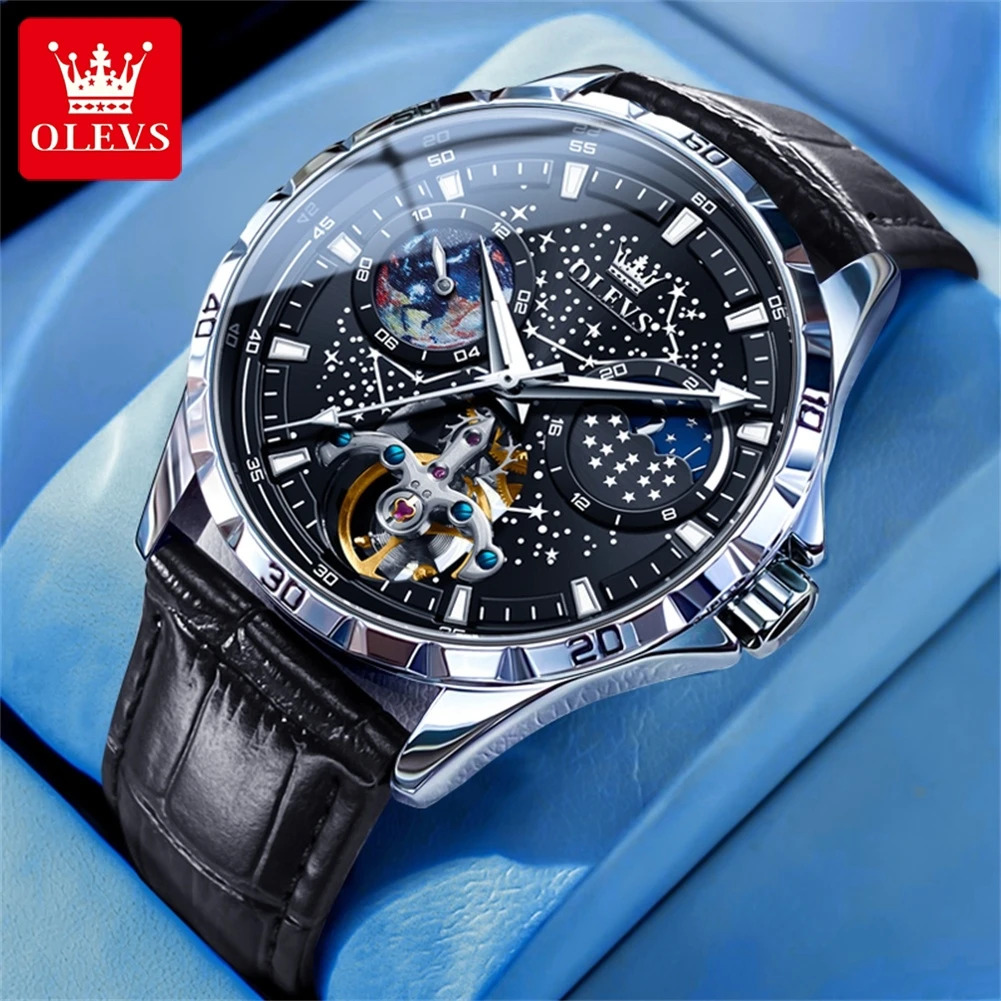 OLEVS Blue Starry Sky Automatic Watch for Men