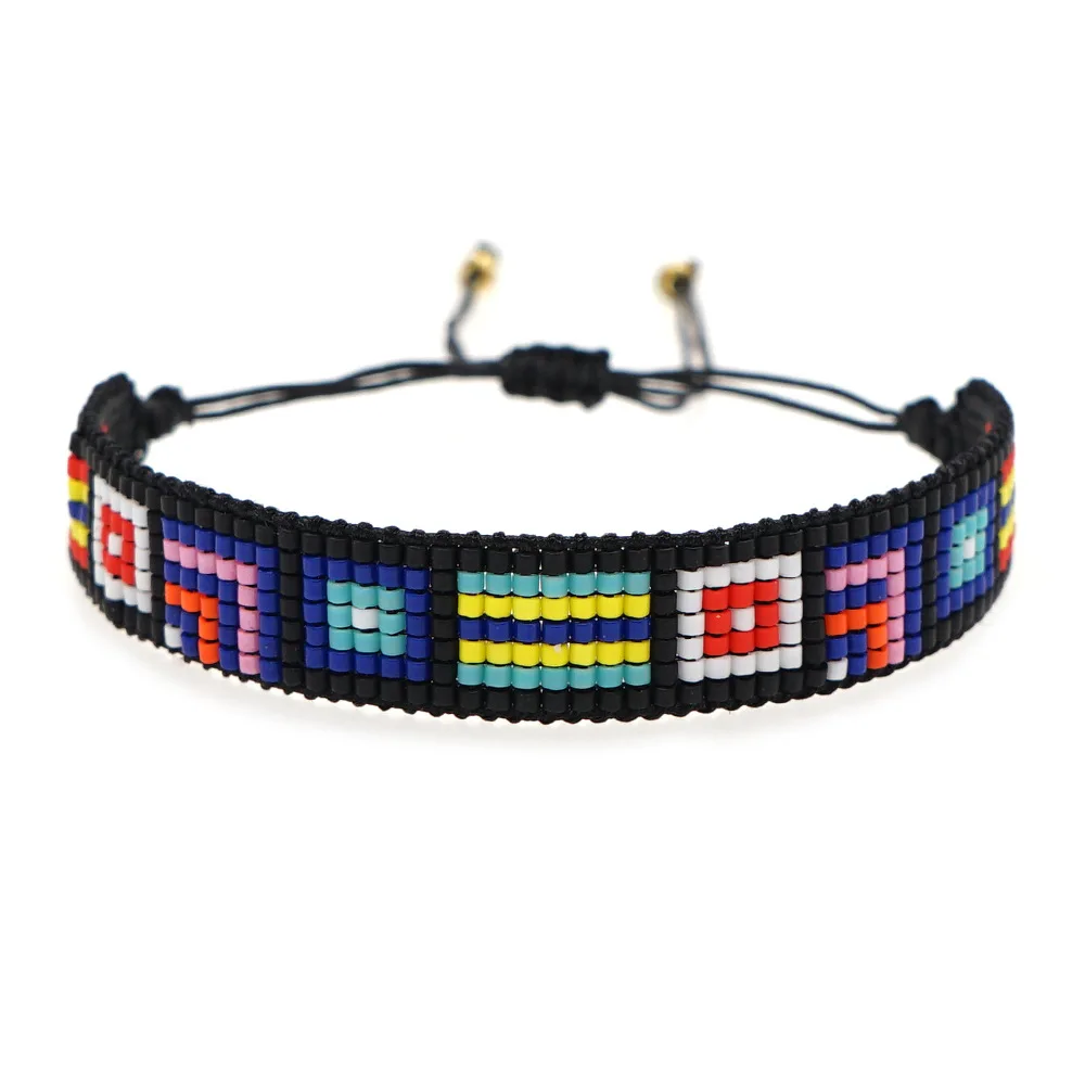 

Beaded bracelet Geometry Design Originality Hand knitting Bohemia Adjustable Tide Female Simple Rice bead bracelet