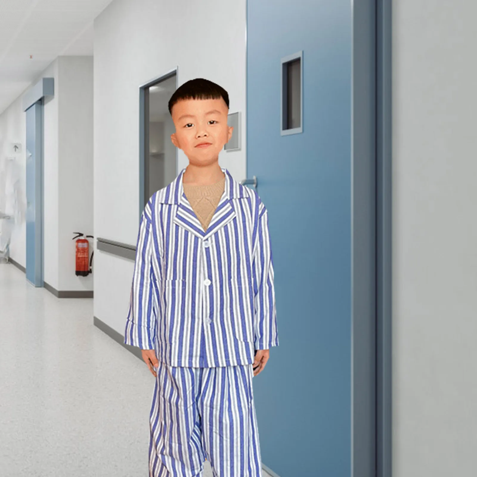 

Pure Cotton Patient Gowns Kids Hospital Clothes Long Sleeve Set Pediatric Costume One Size Fits All Toddler Scrubs Halloween