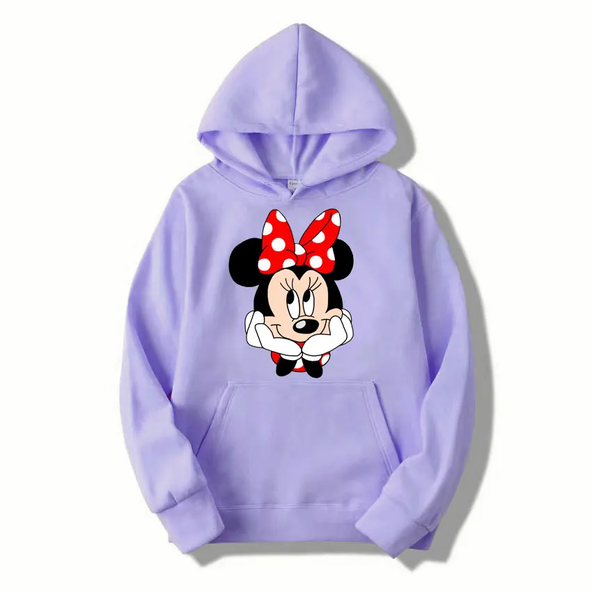 Minnie Mouse Red Women Hoodie Cartoon Anime Men Oversized Sweatshirt 2024 New Fashion Spring Autumn Couple Pullover Tops