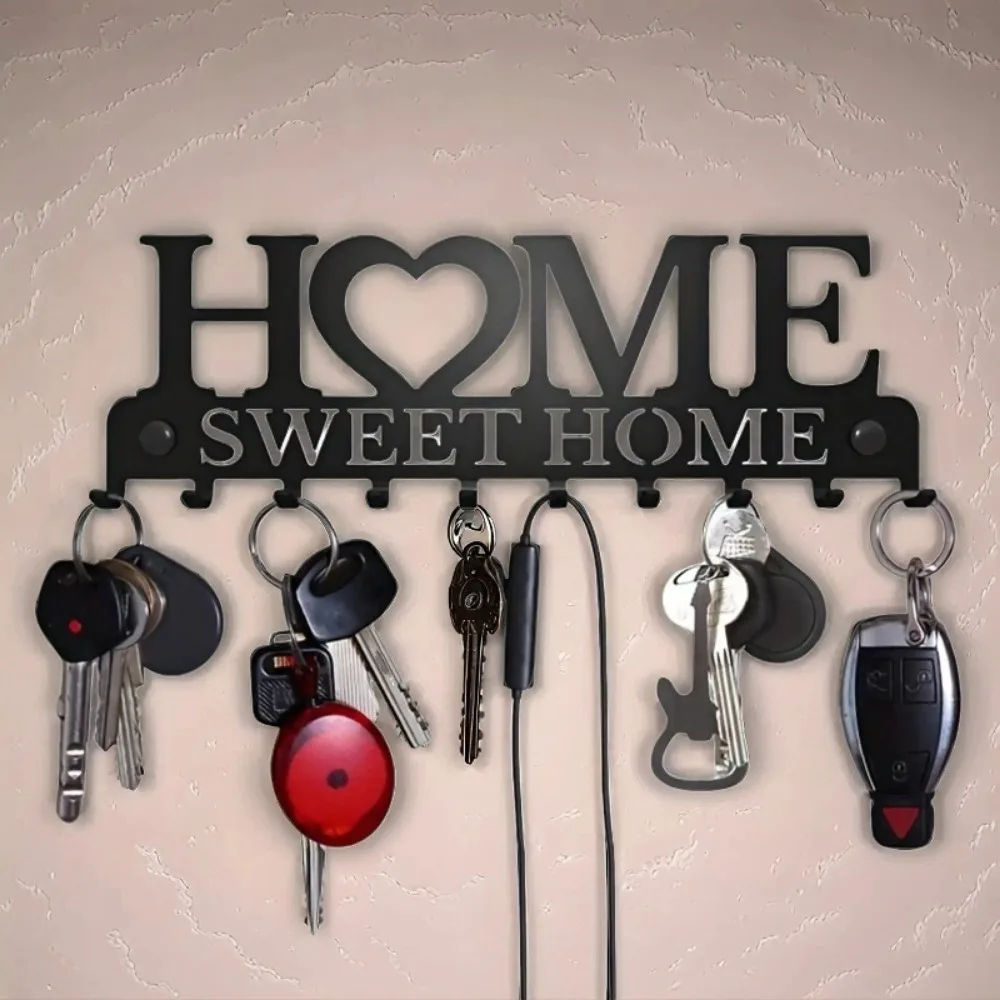 UrbanHanger Llavero de metal negro - Escultura de pared con clavijas, elegante organizador de entrada, mantiene llaves de abrigos, regalo de Halloween