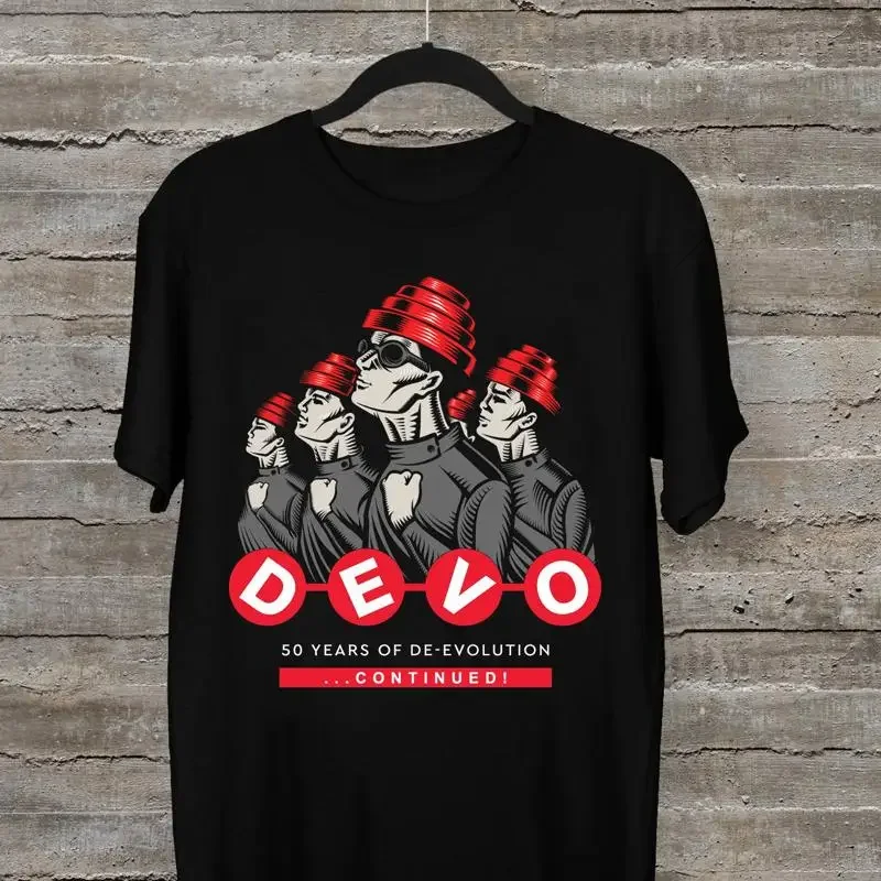 Devo 50 Years Of De evolution continued 2025 Black All Size T Shirt BB82
