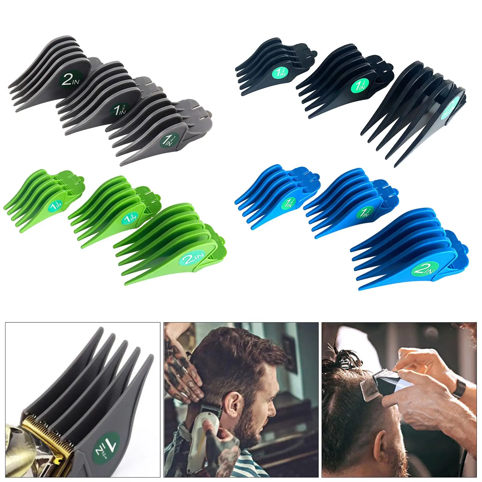 Hair Cutting Machine Guide Combs 3 Pack 32 38 51mm for Trimmer Blades Professional Grooming Tool Salon Use
