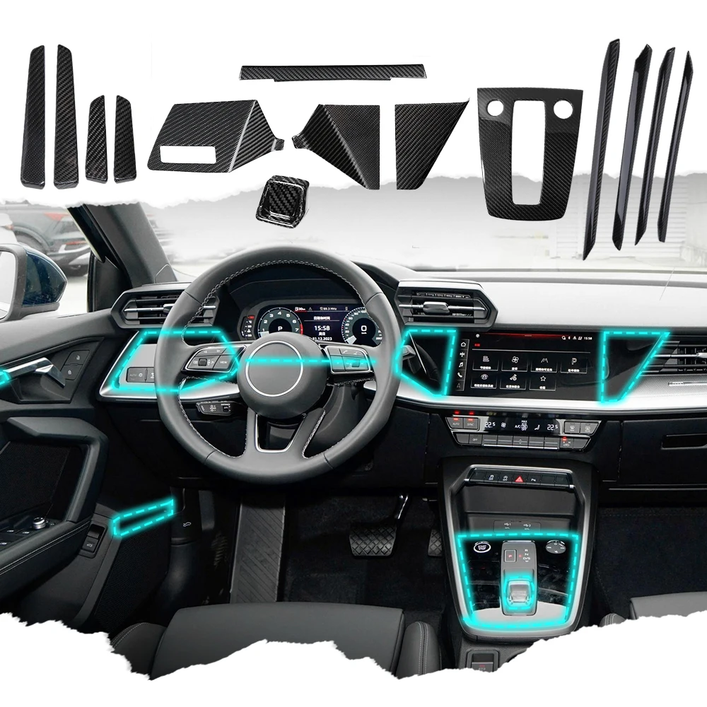 

4Pcs Real Carbon Genuine 3K Pre-preg Carbon Fiber Dashboard Console Panel Cover Trim for Audi A3 8Y S3 RS3 2021 2022