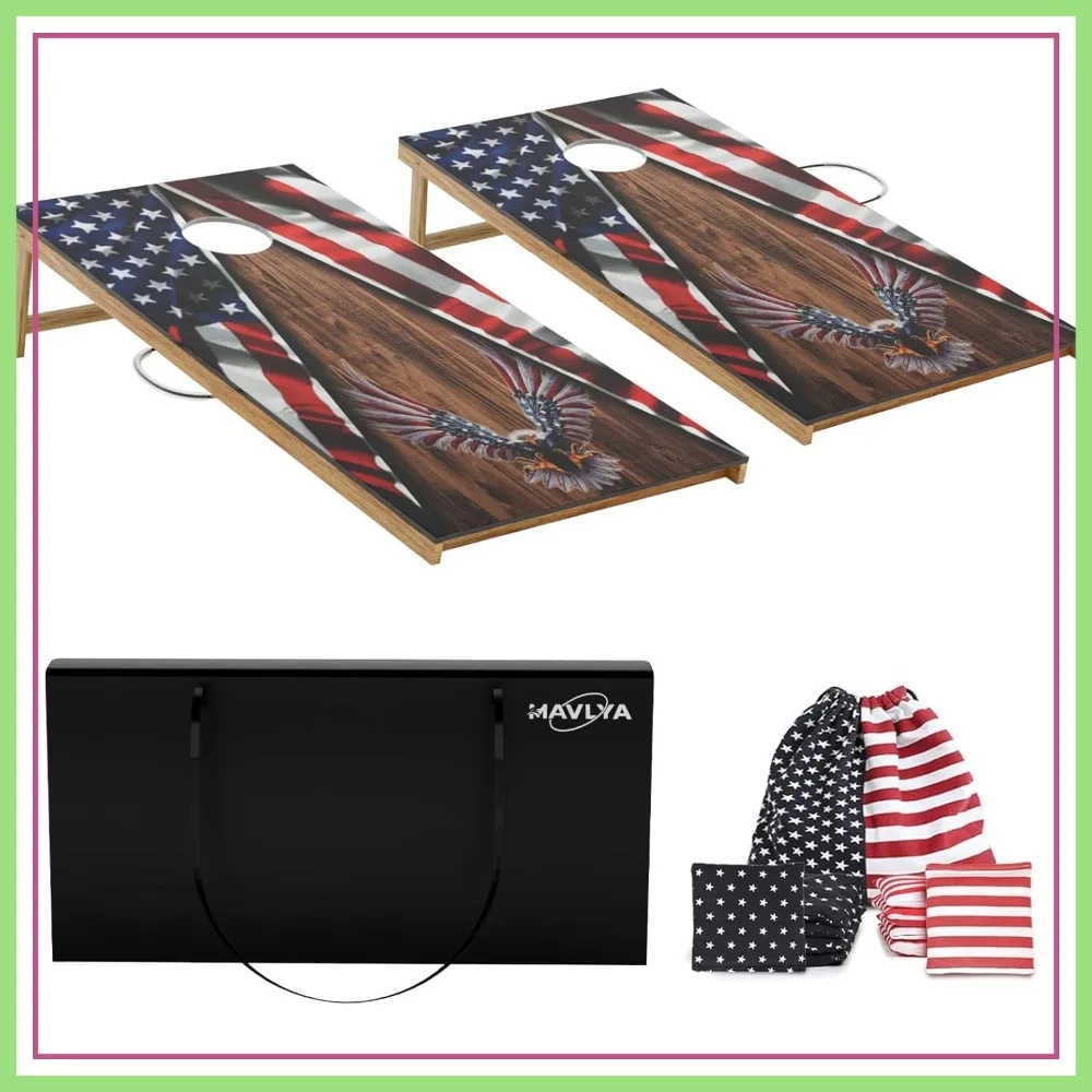 

2x4ft Solid Wood Cornhole Board Set for Adults Outdoor with 8 Bags & Carry Case