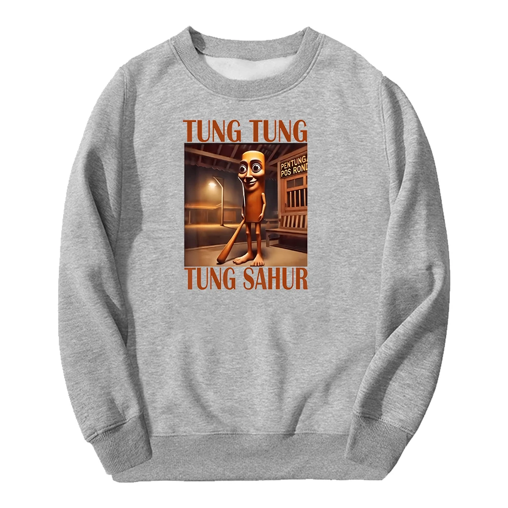 GF Brainrot الحيوانات Tung Tung Tung Sahur Merch Crewneck كم طويل الشارع الشهير الرجال النساء البلوز البلوز مضحك الملابس #1