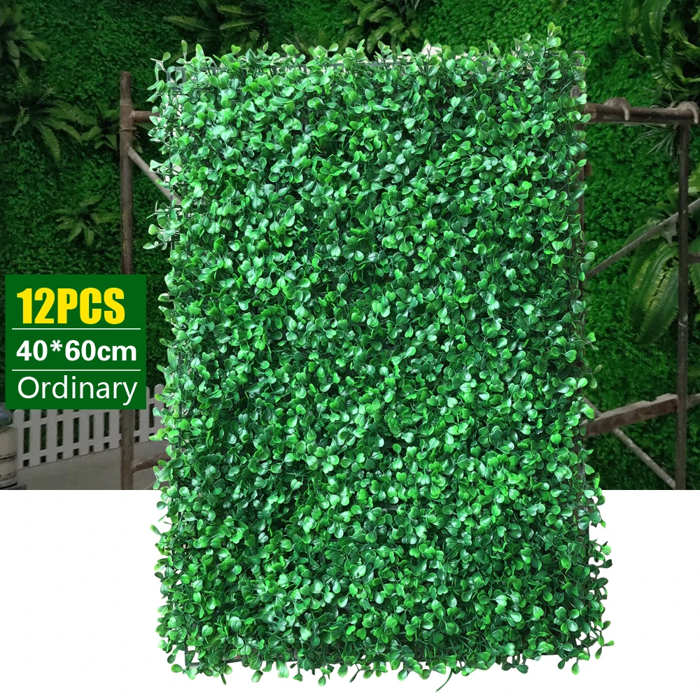 12 Pieces 40*60cm Artificial Wall Hedge Mat Plant Panels Background Outdoor Turf Lawn Grass Privacy Fence Backdrop Decor