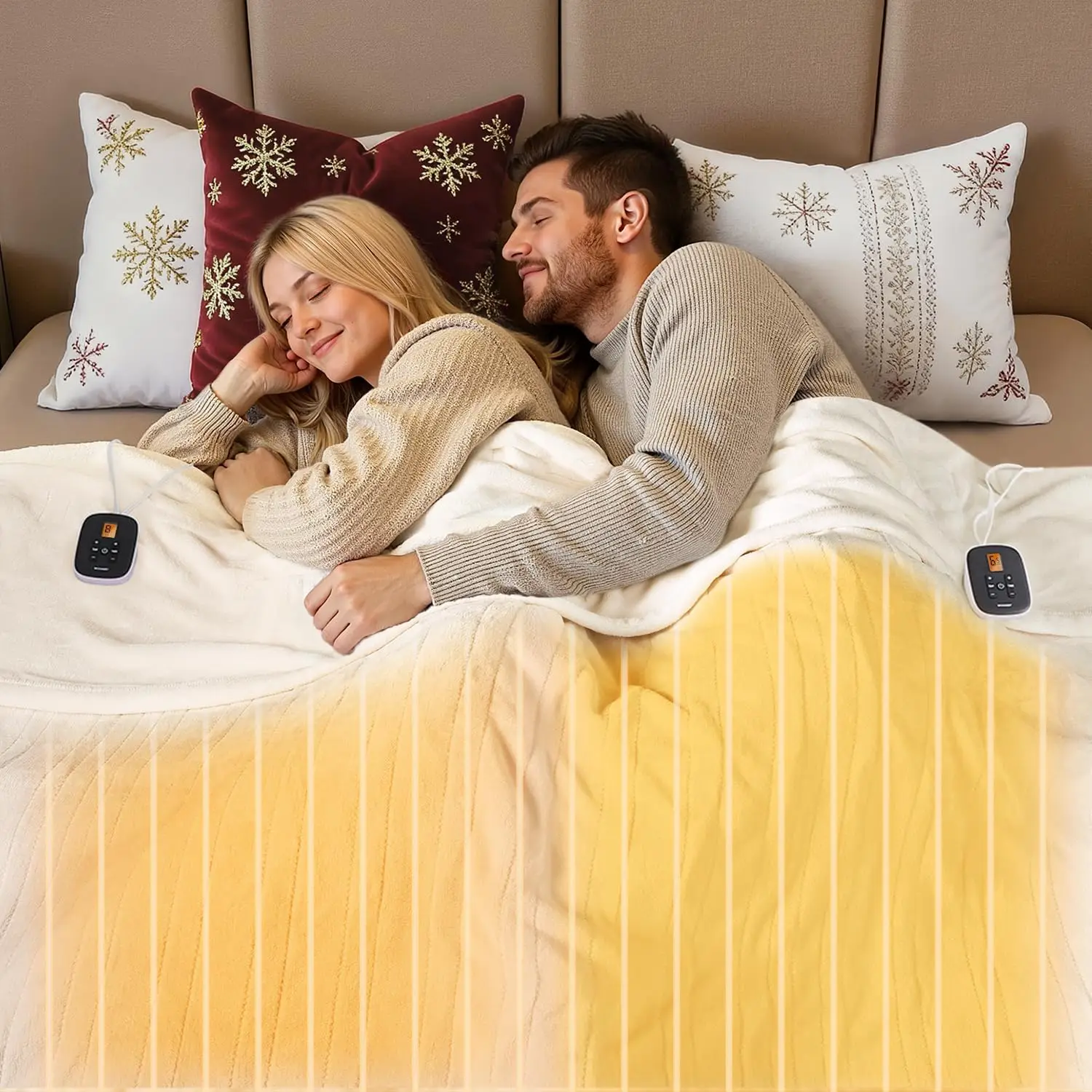 

Одеяло с электрическим подогревом размера «queen-size», таймером и 10 уровнями нагрева, сертифицированное ETL, белый бархат, можно стирать в машине