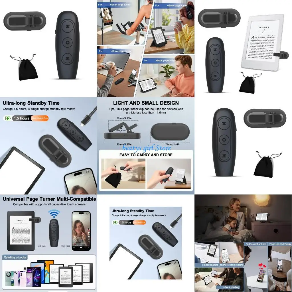 

C7AB Portable Remote Photo & Video Controller ABS Page Turner Convenient for Device