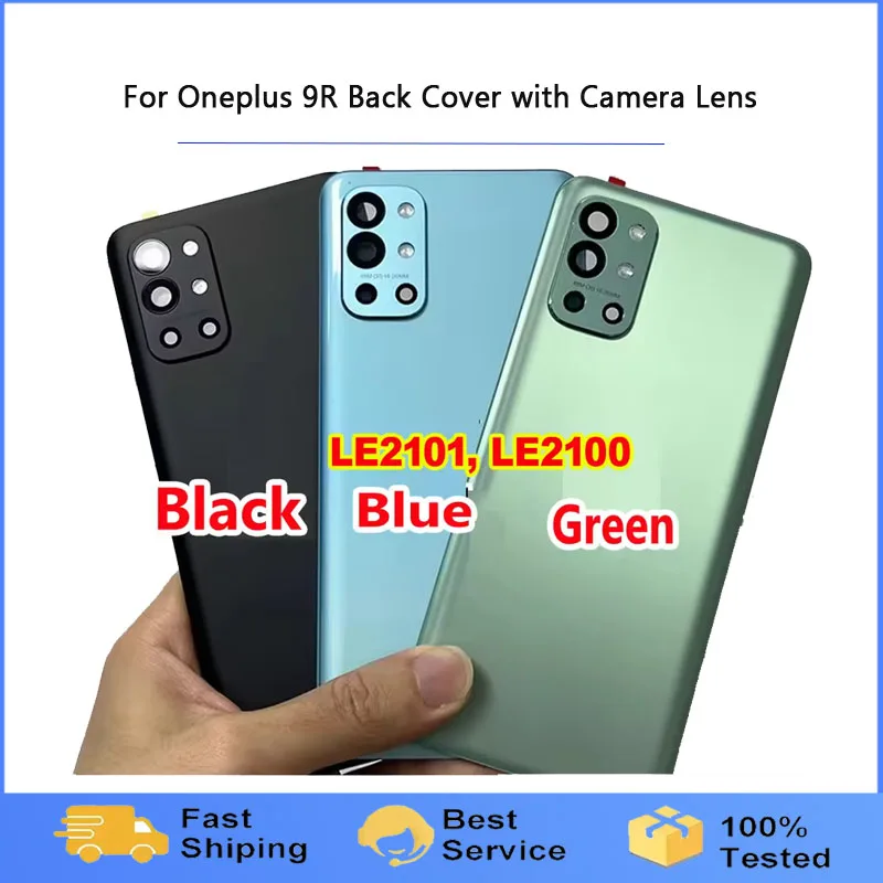 

Оригинальная лучшая стеклянная задняя крышка для OnePlus 9R, задний чехол для аккумулятора с рамкой камеры, объектив, крышка телефона, клей для корпуса