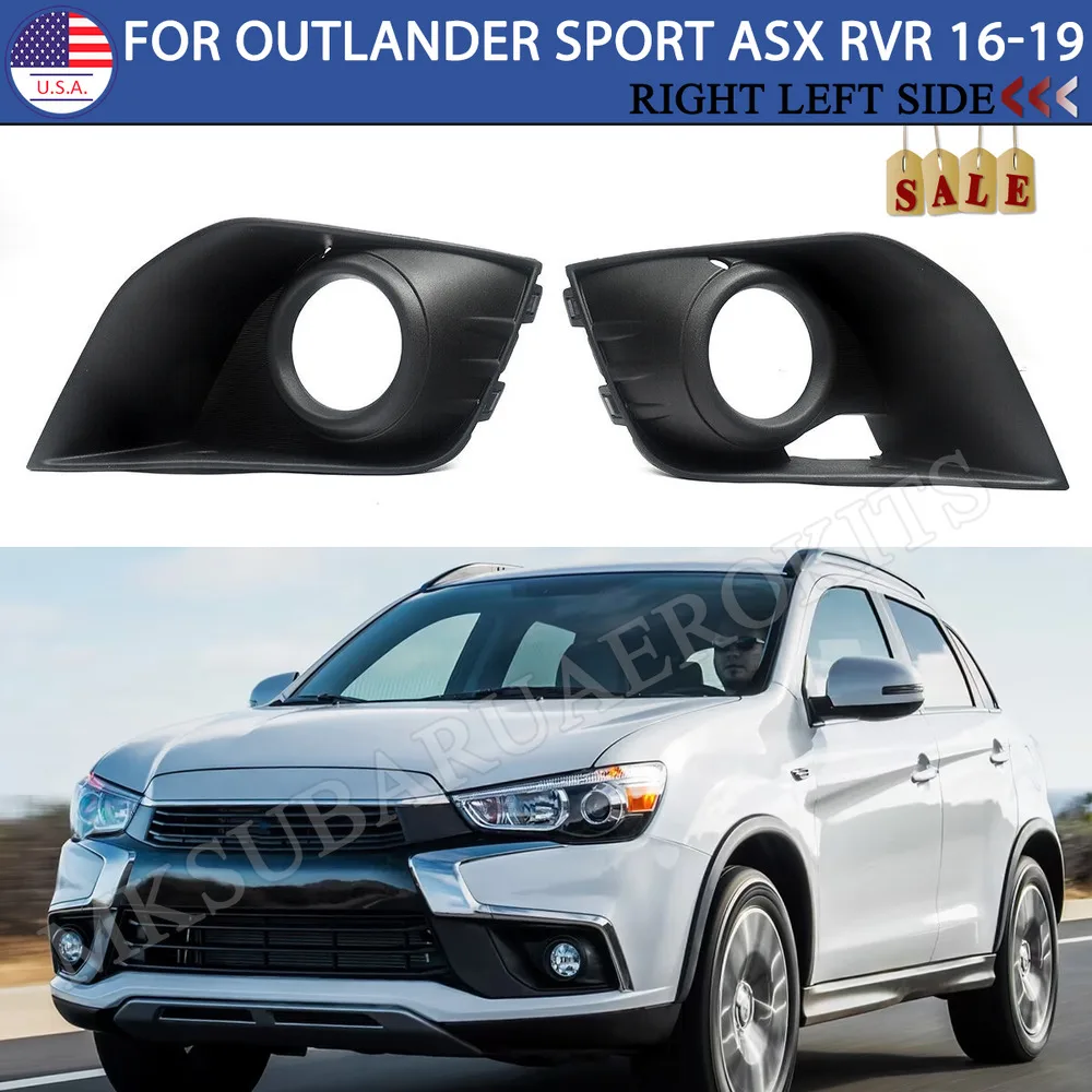 New Pair Fog Light Grille Cover For 2016-2018 Mitsubishi Outlander Sport ASX RVR