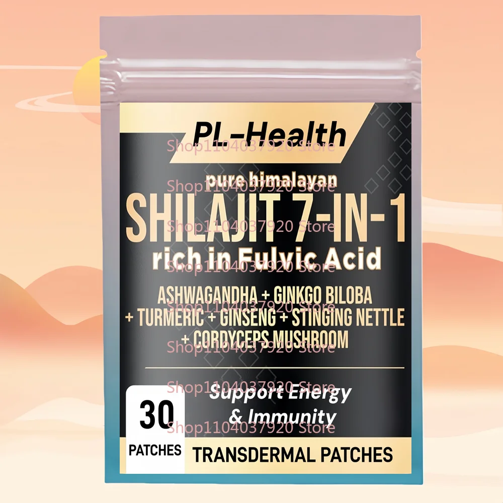 30 Parches Transdérmicos de Shilajit con Ginseng, Ginkgo Biloba y Cordyceps para Apoyar la Energía y la Inmunidad