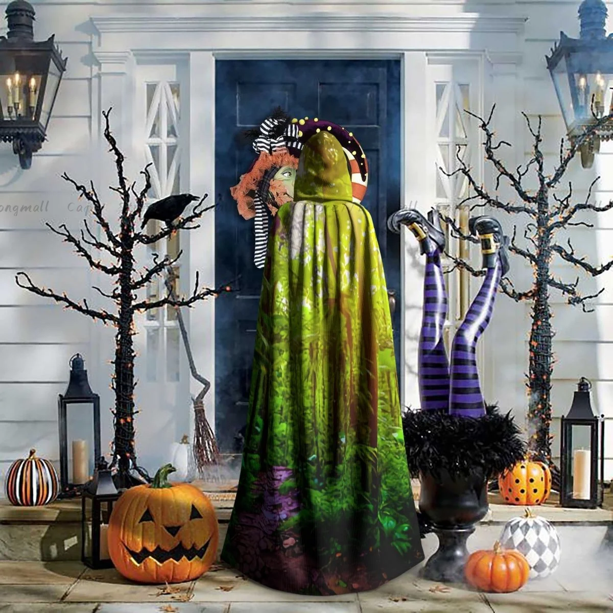 الطريق في الغابة تحت عباءة الشمس اللامعة مقنعين تأثيري حلي هالوين الكبار حفلة طويلة الرأس #6