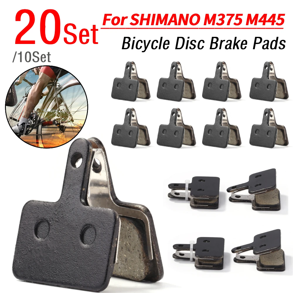 10/20 Conjuntos de Pastilhas de Freio a Disco para Bicicleta MTB Shimano M375 M445 M446, Acessórios de Pastilhas de Freio de Resina Semi-Metallica