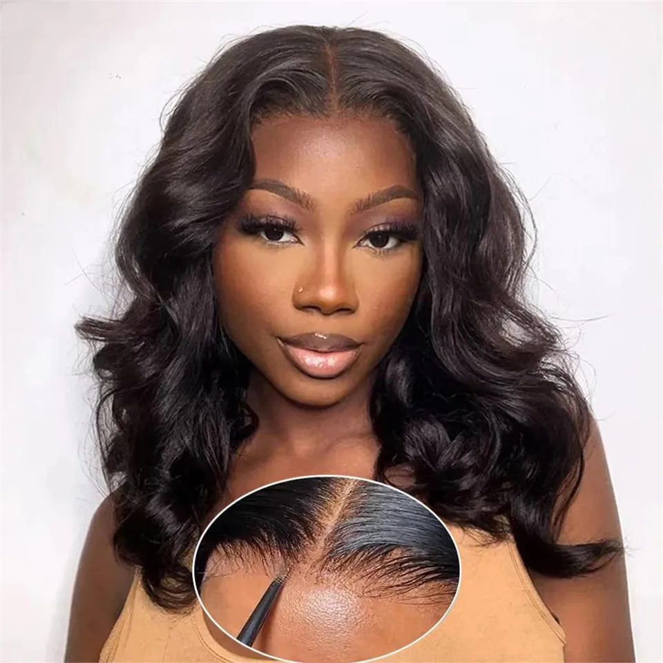 

Wear And Go Body Wave Bob Wig Pre Cut Lace Glueless Body Wave Human Hair Bob Wigs For Women Preplucked Ready To Wear Density 180