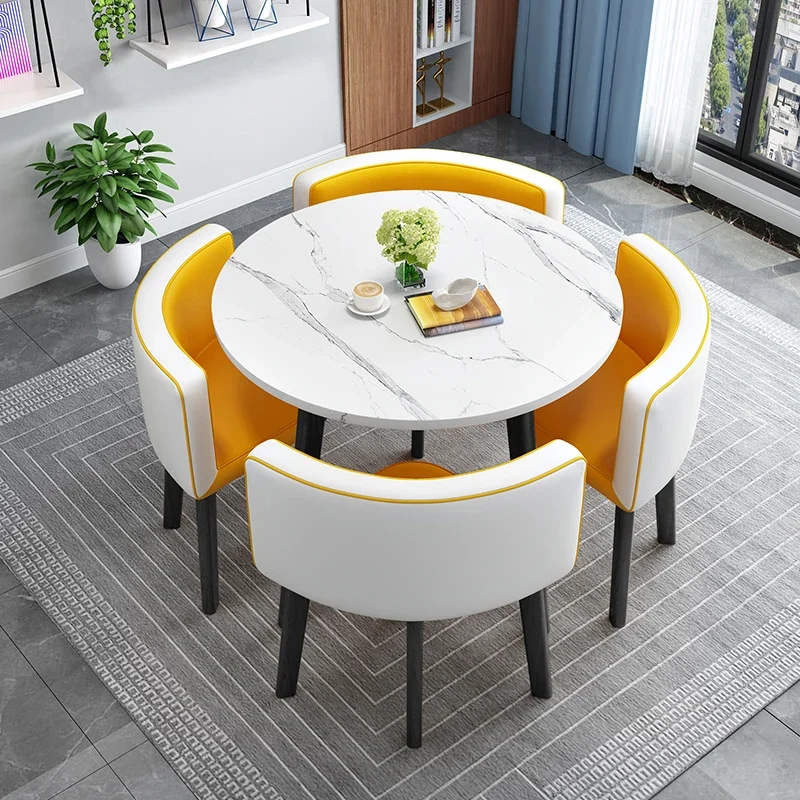

Modern simple dining table Home dining table Apartment rental room Leisure negotiation Reception table and chair combination