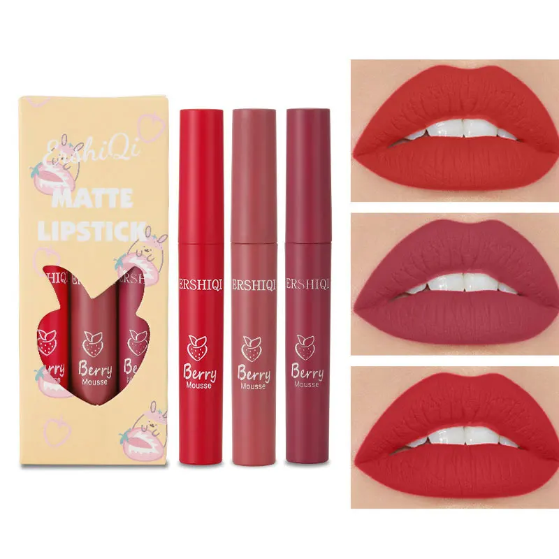 3 PCS Liquid Matte Lip Gloss Set Hydrating 24 Hours Water Resistant Lipsticks Lip Tint Korean Makeup For Women