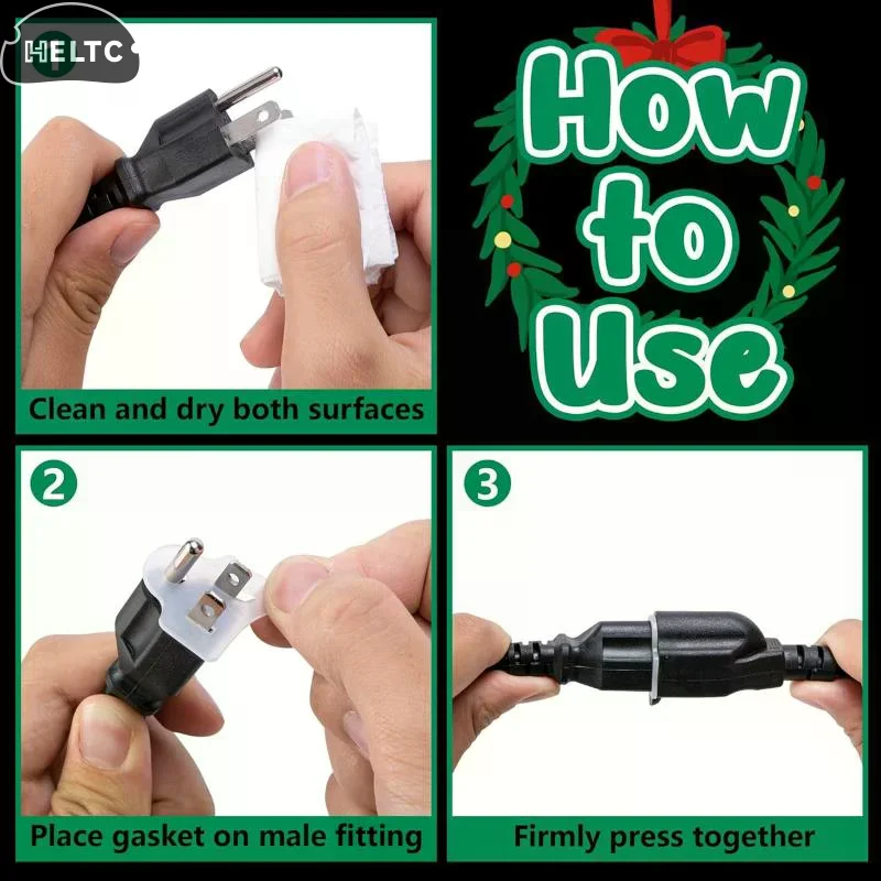 

Weatherproof Extension Cord Washer Outdoor Christmas Light Plug Waterproof Pad GFCI Protector String Light Plug Silicone Cover