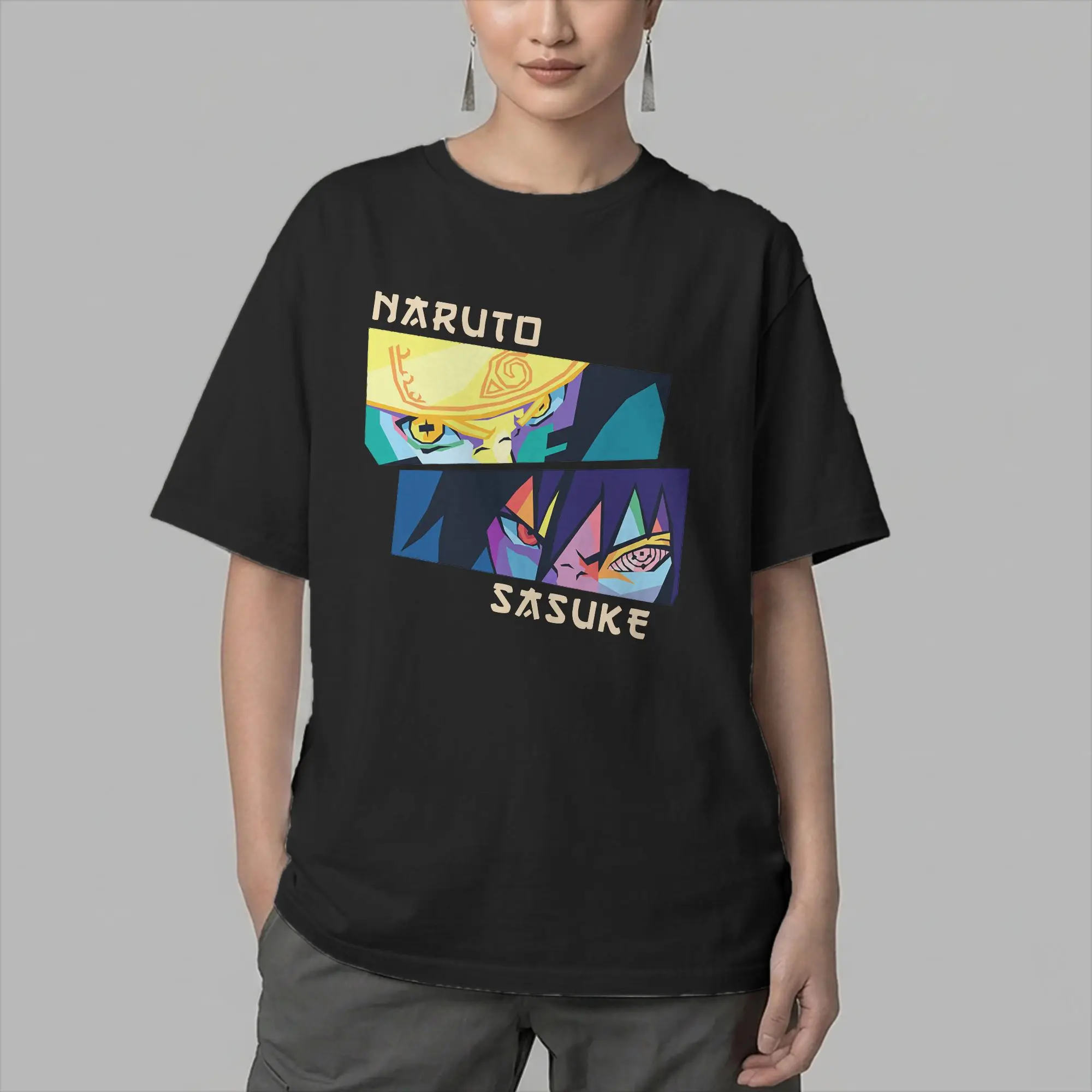 Men T-Shirts Naruto and Sasuke Awesome Pure Cotton Tees Short Sleeve Japan Anime T Shirt O Neck Clothes Printed