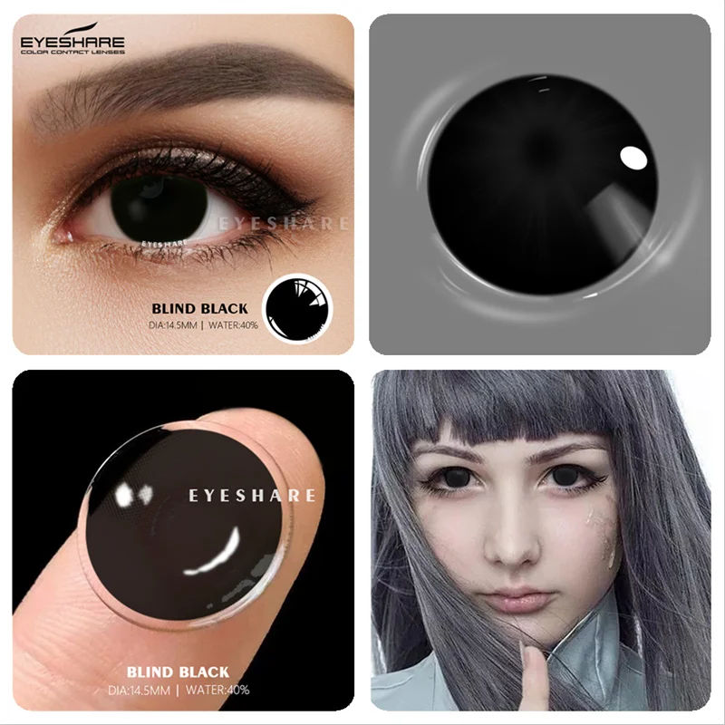 EYESHARE 1Pair Halloween Colorful Contact Lenses Anime Cosplay Eye Lenses Multicolored Lenses White Black Lenses Yearly Contacts