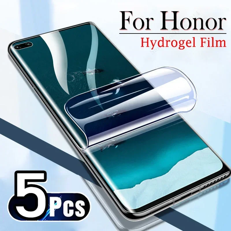 

5PCS For Honor 70 400 90 200 Pro Full Cover Hydrogel Film Screen Protector For Honor Magic 8 7 6 5 Lite Pro X9D X9B X9C X9A X8A