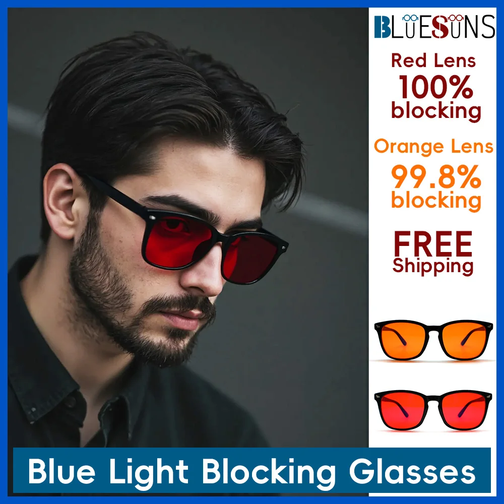 

Men's blue light blocking glasses, glasses for eye protection, healthy styling, fashionable anti fatigue glasses, sleep aid