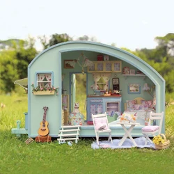 Doll House Miniature Doll DIY Assembly Building Model Villa Kit Production Small Room Girl Toys, Home Bedroom Decoration with Fu