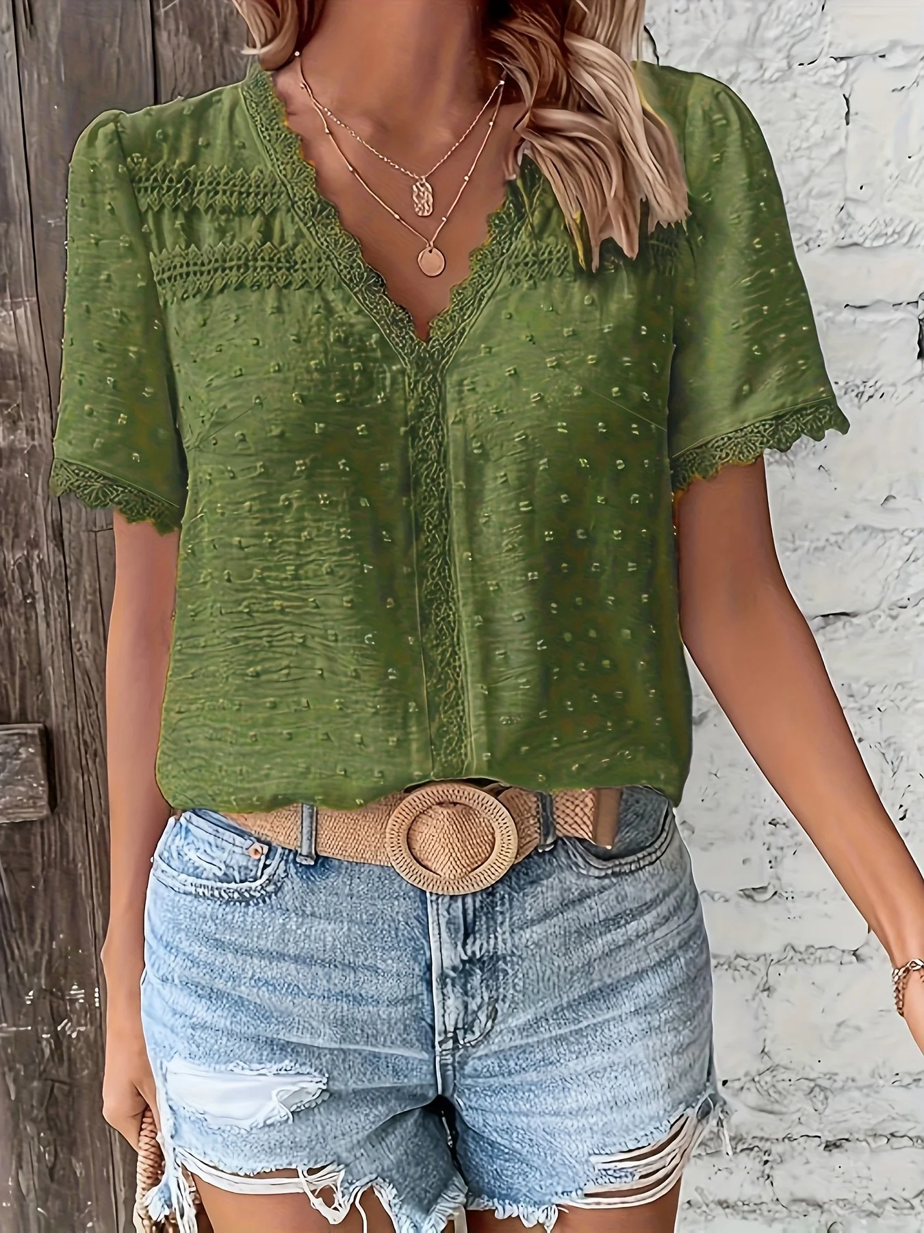 オリーブグリーン レディース プラスサイズ シャツ 夏 シック エレガント シャツ カジュアル レディース おしゃれ シャツ オリーブグリーン