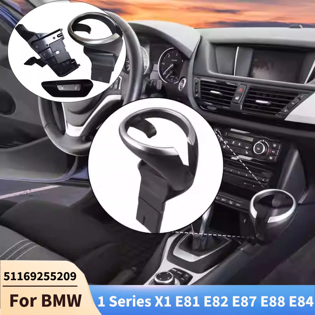

For BMW 1 Series X1 E81 E82 E87 E88 E84 Front Snap Cup Drink Water Holder Kit Accessories Fixing Frame 51160443082 51169144632