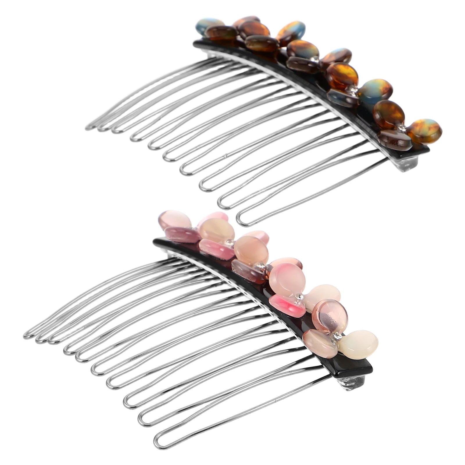 

2 Pcs Flower Hair Comb Combs for Styling Blending Flat Clips Small Claw Updo Metals Flowers Miss