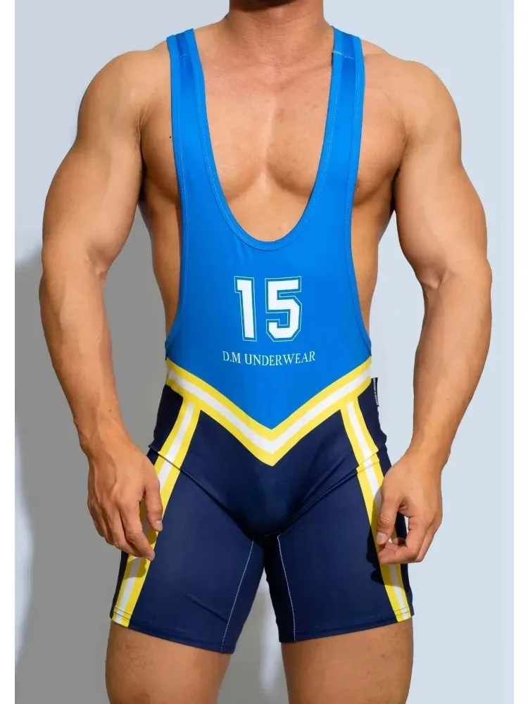 Underwear Sport Wrestling Corset Bodysuit Men Shapewear  Elasticity Man Party Suit