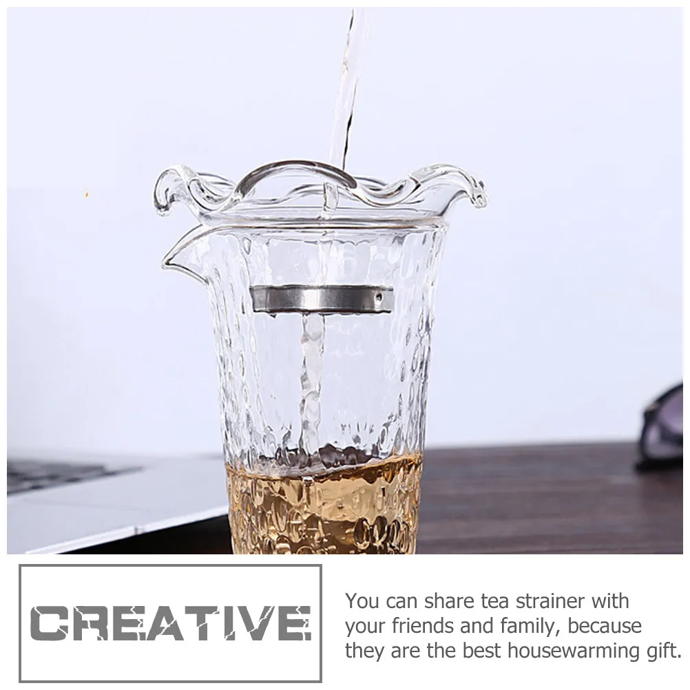 Loose Tea Leaf Strainer Fine Mesh Filter Filtering Tool Transparent Ware Glass Steeper