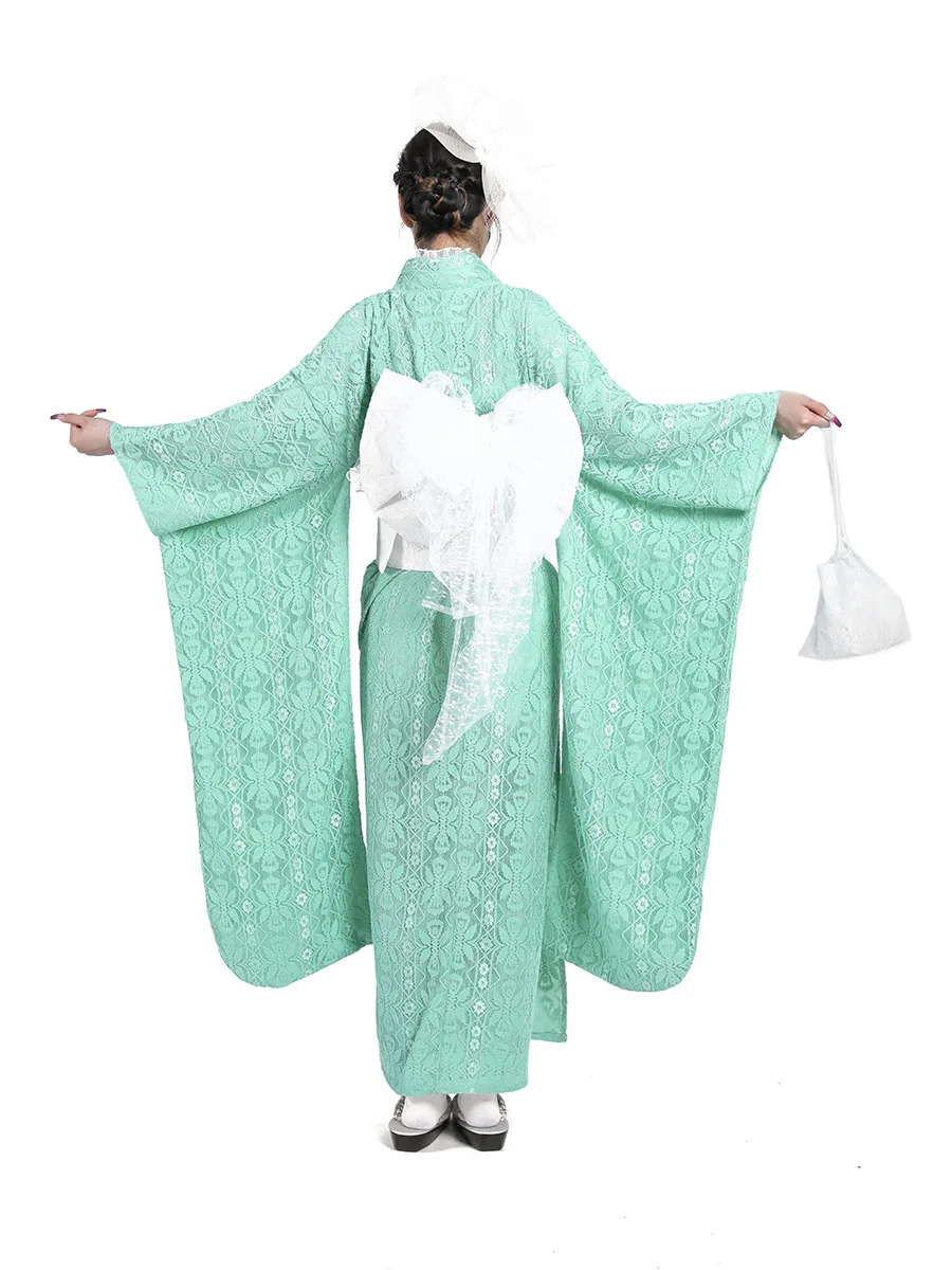 Women's  Lace Traditional Japanese Kimono Wide Sleeve Uniform Costume Geisha  Anime Cosplay Halloween   Kimono Robe