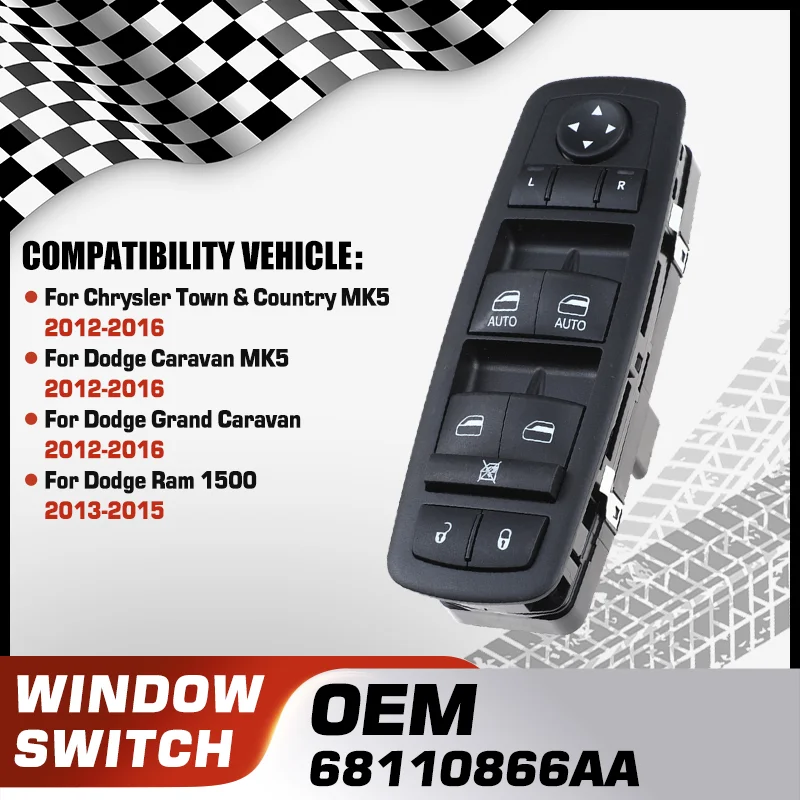 

Car Window Lifter Control Switch For Chrysler Town & Country Dodge Caravan Dodge Grand Caravan Dodge Ram 1500 2012-2016 9+3 Pins