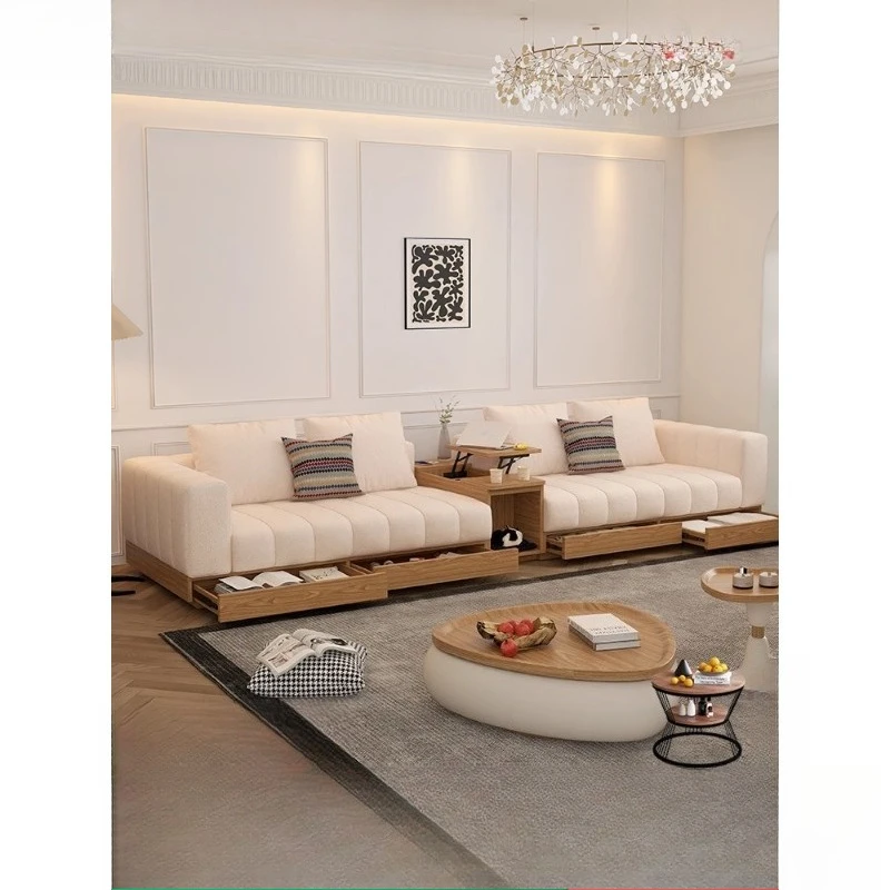 

Кремовый бревенчатый диван с клавишами для пианино, гостиная, японский скандинавский пол, функция хранения, тканевый диван из цельного дерева