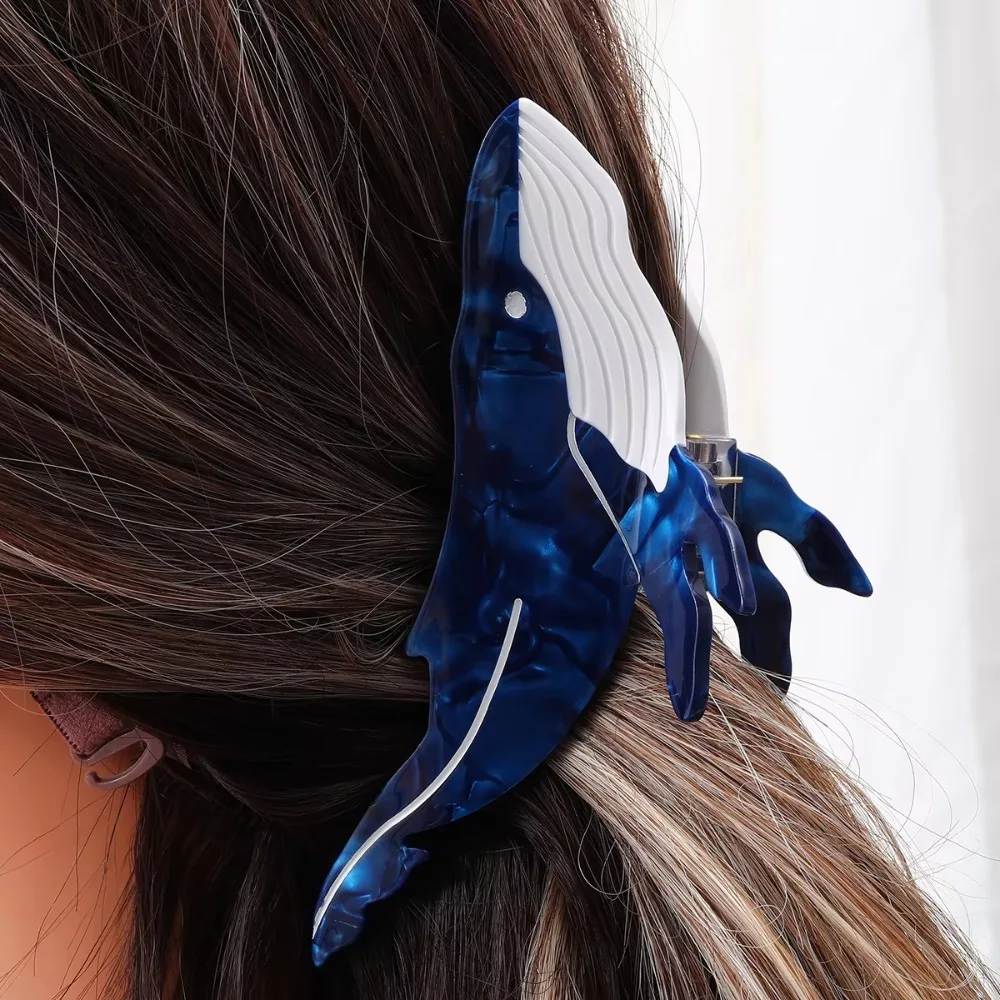 

Fashion Large Size Whale Hair Claw Cartoon Non Slip Acetate Hair Clips Lightweight Whale Shaped Hair Claw Headwear